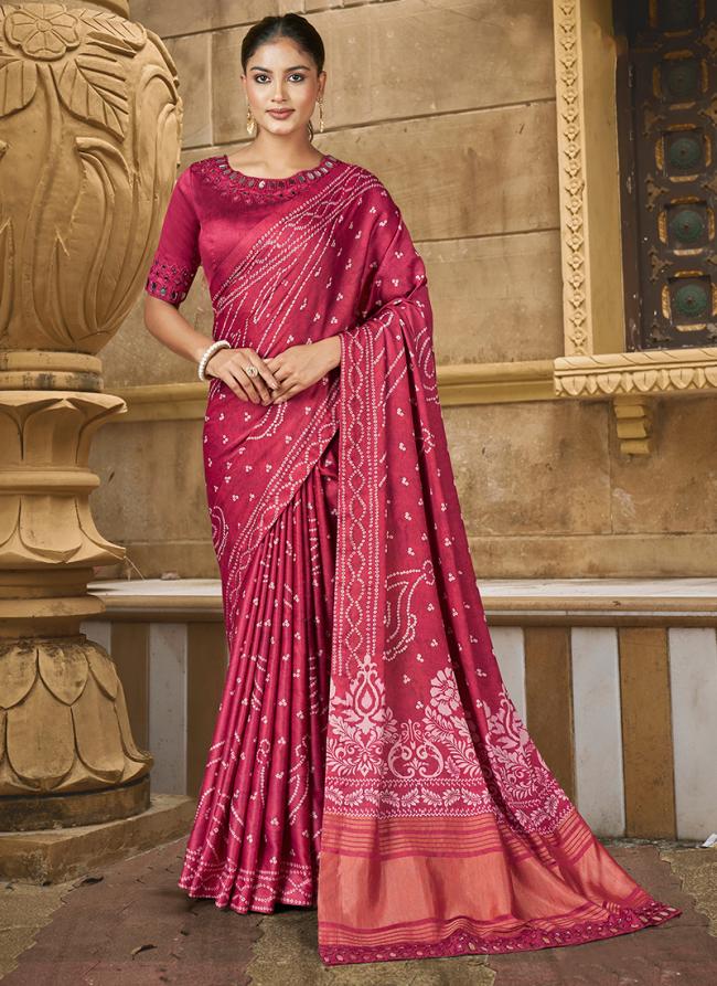 Gajji Silk Pink Wedding Wear Hand Work Saree